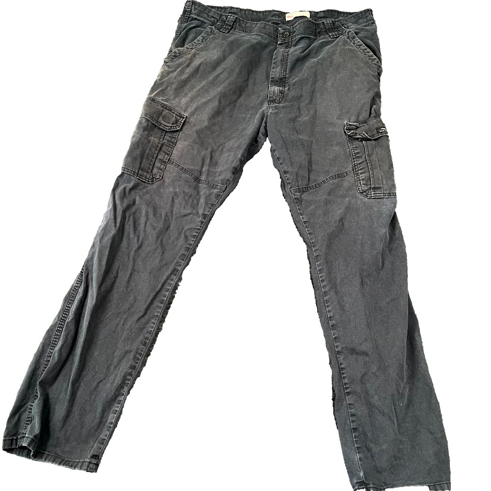 Wrangler Cargo Pants Mens 38x32 Black Cotton Relaxed Fit Flat Front Straight Leg